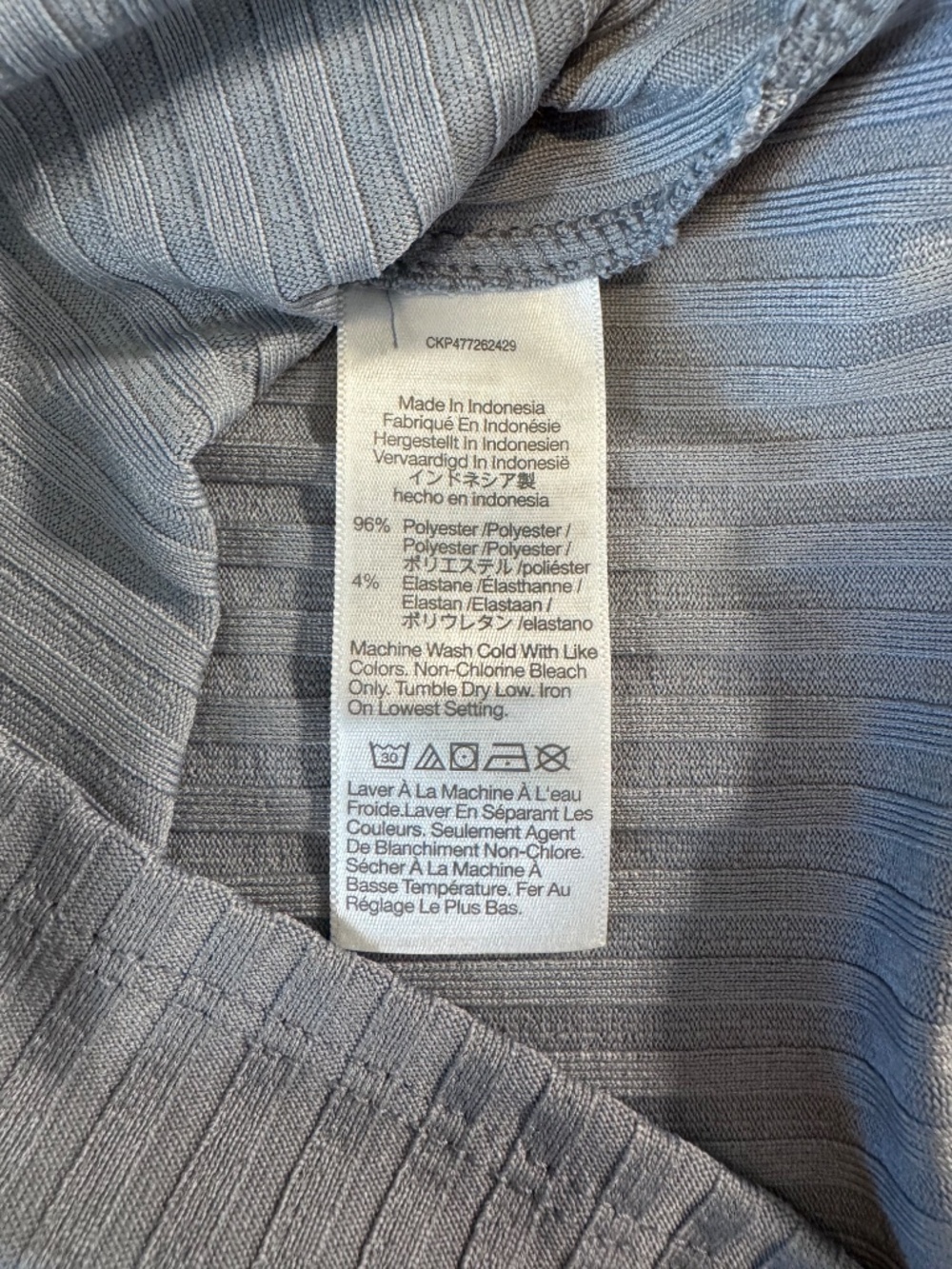 NWT, Madewell Ribbed Fitted Slate Blue Long-Sleeved Top, Off-The-Shoulder, M - Picture 9 of 12